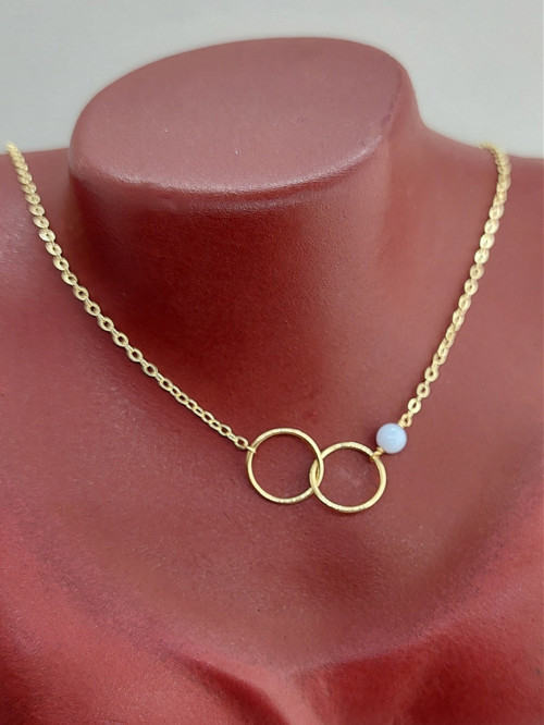 "DVA KRUHY" Řetízek GOLDFILLED s chalcedonem