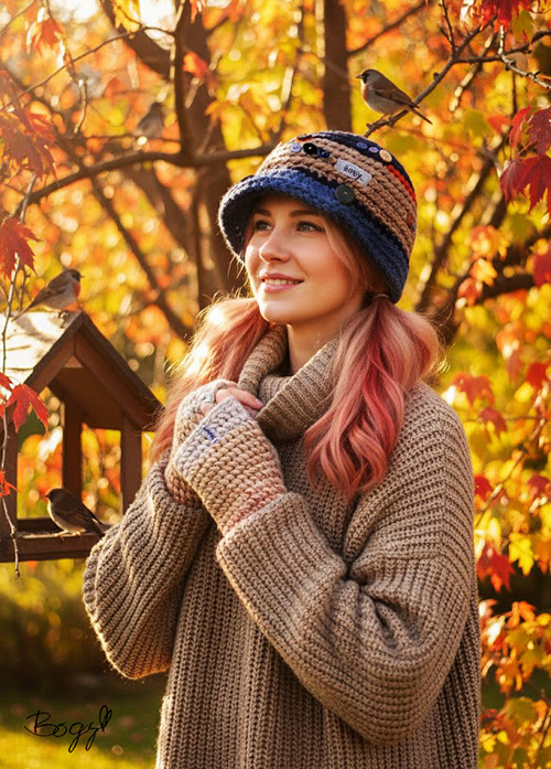 Teplá zimní barevná čepice s kšiltem a knoflíky