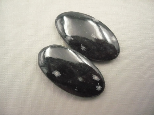 Pár kabošonů - obsidián vločkový 26 mm, č.37f