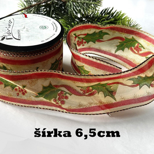 Vánoční stuha - š. 6,5cm - 1m — foto 1