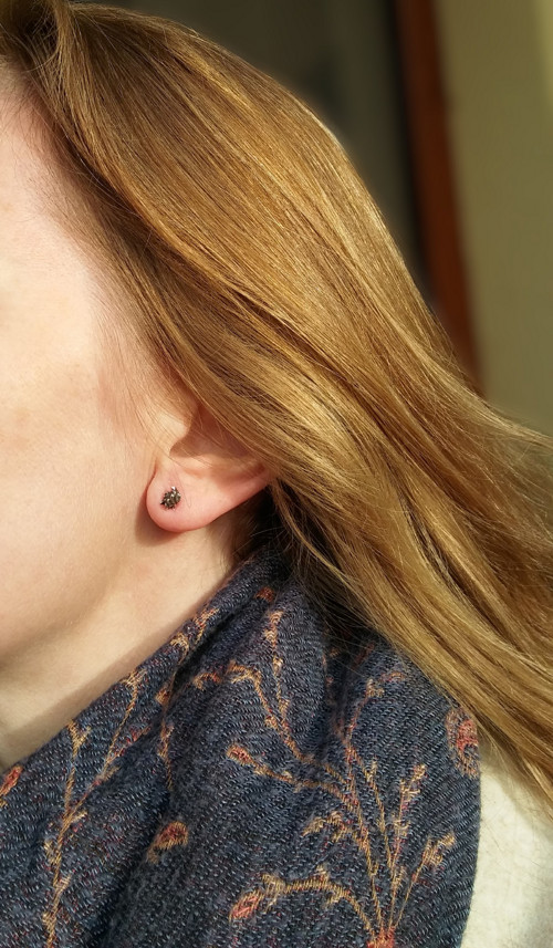 Napichovacie náuš. patinované, mini Nugety, Ag 925