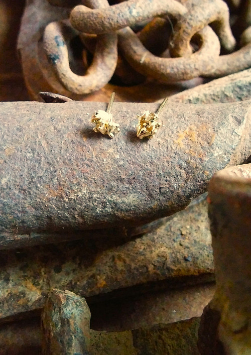 Náušnice napichovacie, mini Nugety, žlté Au,14K