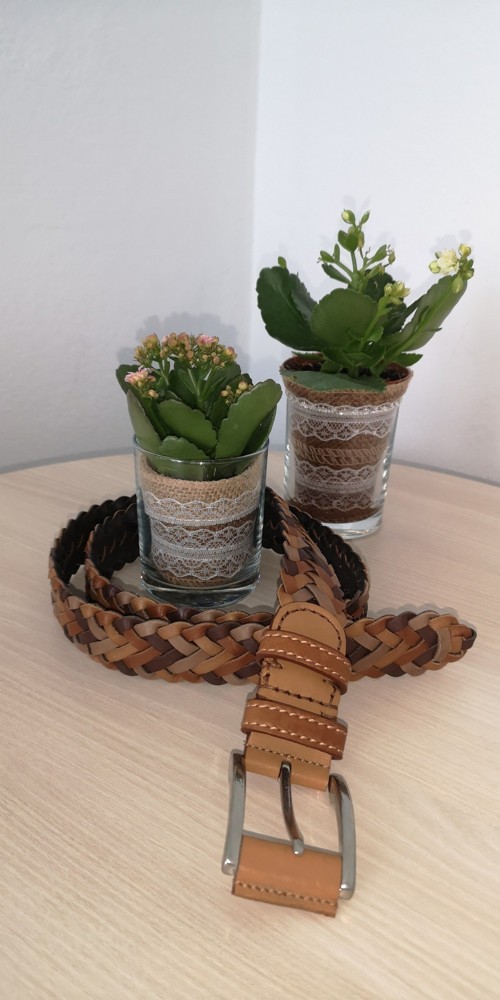 Kožený pletený opasek odstíny hnědé 3cm,délka 94cm