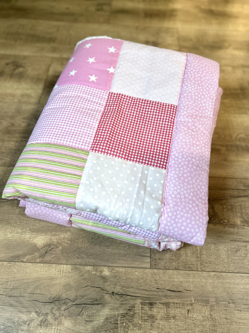 Přikrývka, přehoz růžový patchwork, ihned k odesla