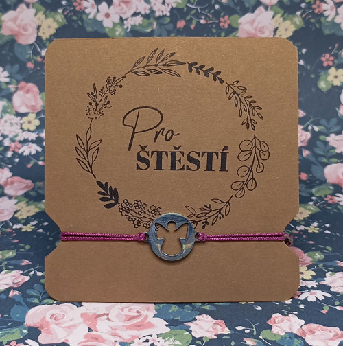Anděl pro štěstí - náramek na šňůrce