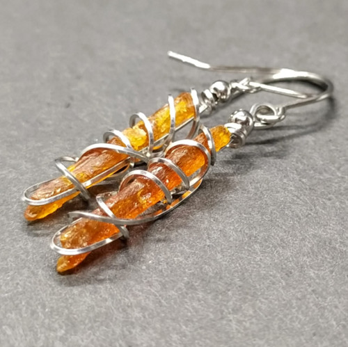 Náušnice/chirurgická ocel + oranžový kyanit