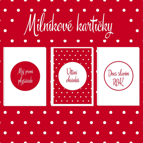 Milníkové kartičky - PUNTÍK red