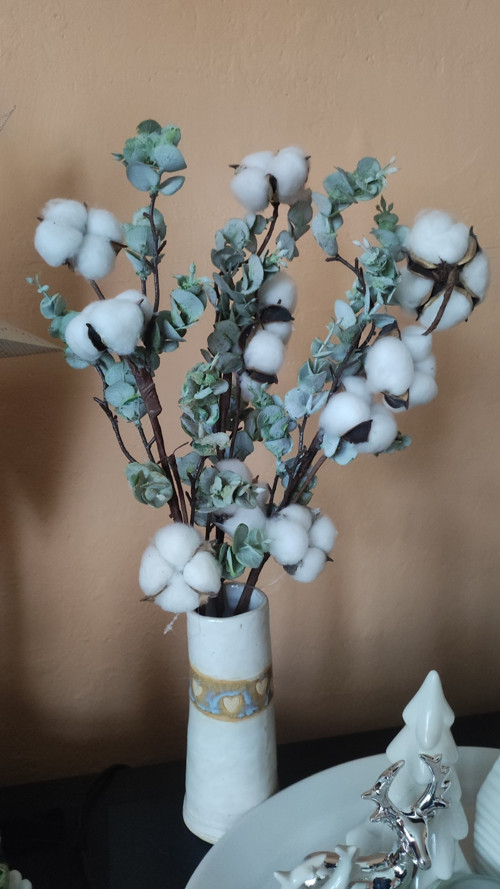Luxusní Bobulová natur kytice Eucalypt Bavlnik 3x