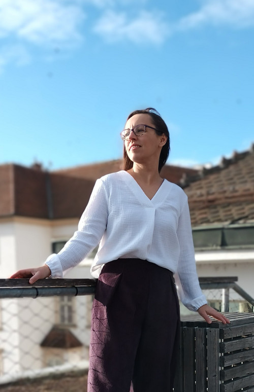 Halenka se záhybkem, dlouhý rukáv