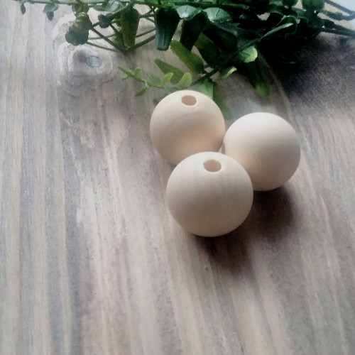 Dřevěný korálek NATUR - 3cm - 1ks