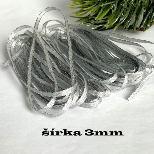 Vánoční stužka stříbrná - š.3mm - 1m