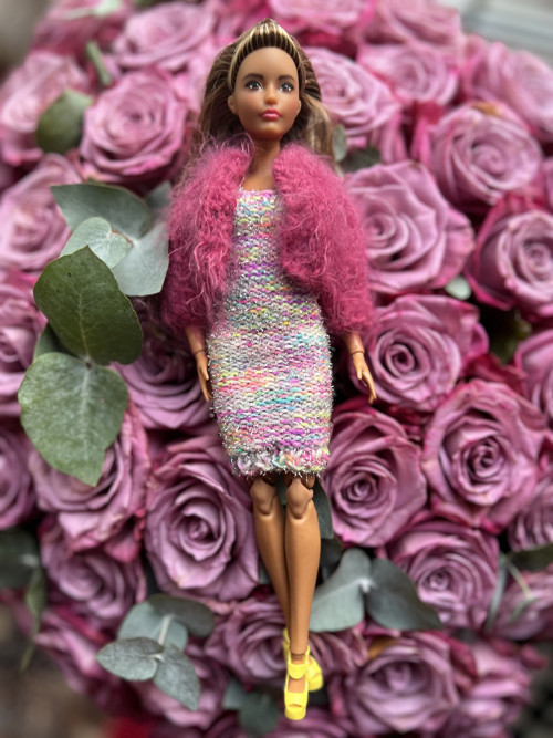 Set pro Barbie efektní příze šaty a kardigan 1