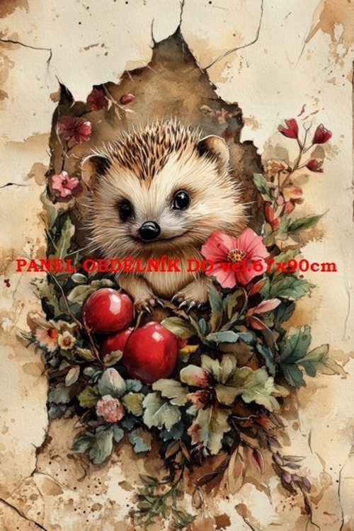 Bavlněný panel ježek 17x25 cm skladem