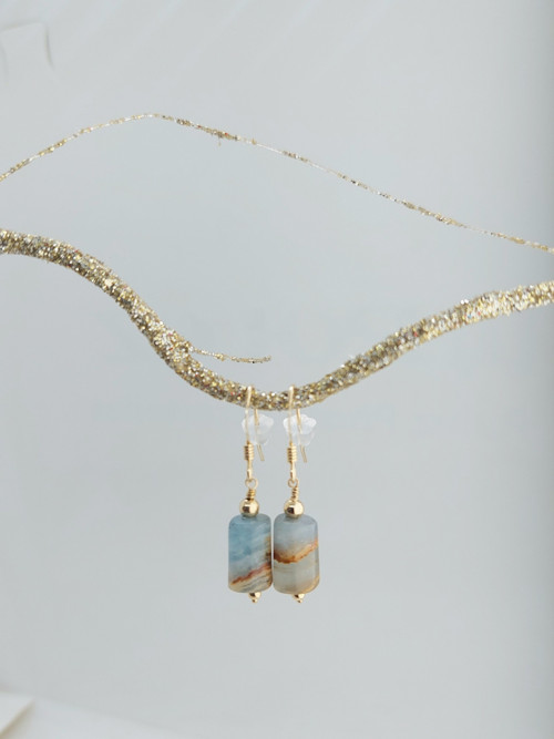 "LEA" GOLD FILLED bájný lemurian modrý kalcid