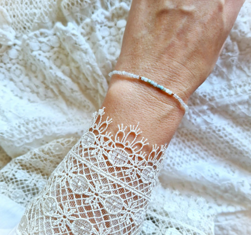 Larimar*kostičky*šedý měsíční kámen*náramek