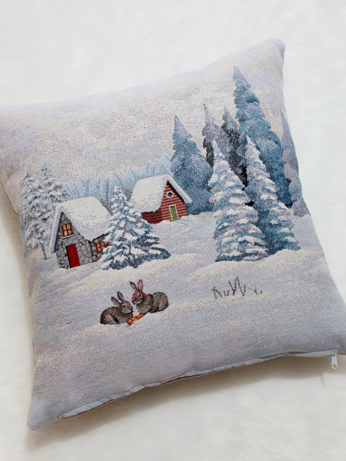 Gobelínová obliečka so zimným motívom 45x45 cm