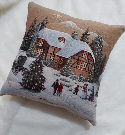 Gobelínová obliečka so zimným motívom 45x45 cm