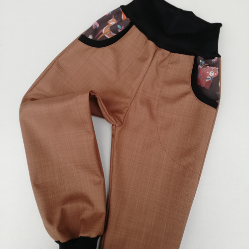 Softs.kalhoty - jaro-podzim hnědé-ZVÍŘÁTKA-kapsy