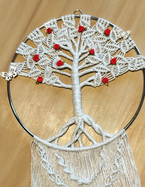 Macramé Strom života Růžičkový
