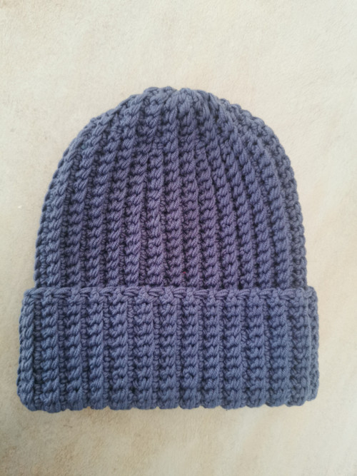 Vlněná háčkovaná čepice merino 2v1 kobaltová
