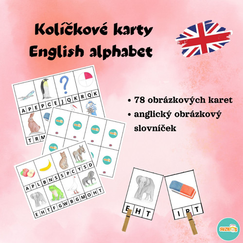 Kolíčkové karty english alphabet