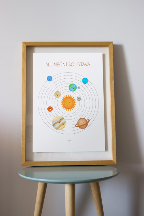 A4 plakát - Sluneční soustava kruh (PDF k tisku)