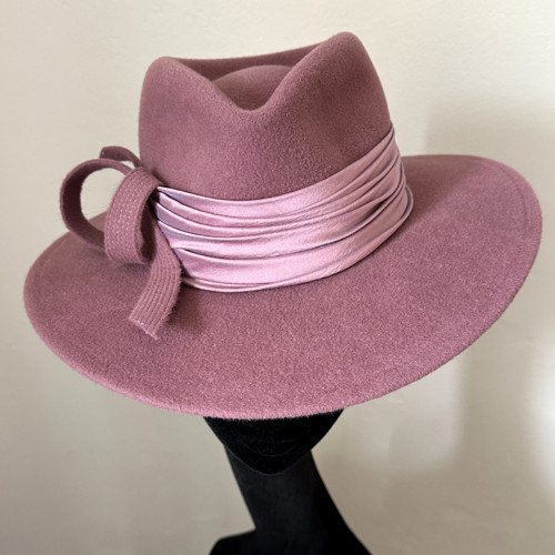Dámský Plstěný Klobouk Fedora Starorůžová