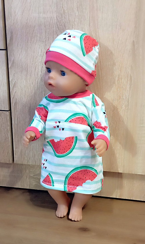 Noční košilka, čepička pro baby born 43 - 46 cm
