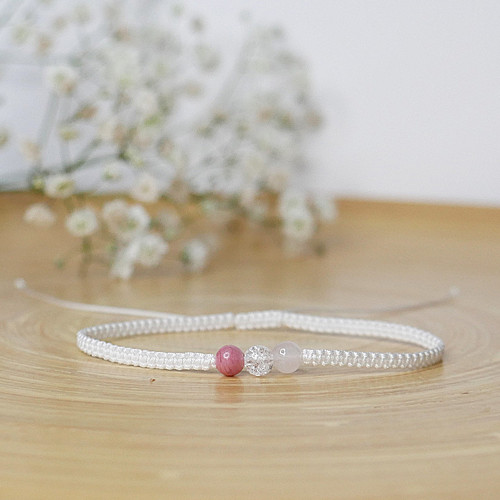 Shamballa náramek Lovely //rodonit,křišťál,růženín