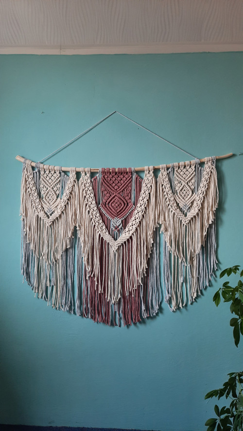 Nástěnná macramé dekorace 100x80cm