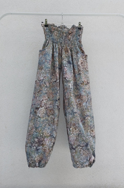 Turecké kalhoty Zelenošedé-bali batik — foto 1
