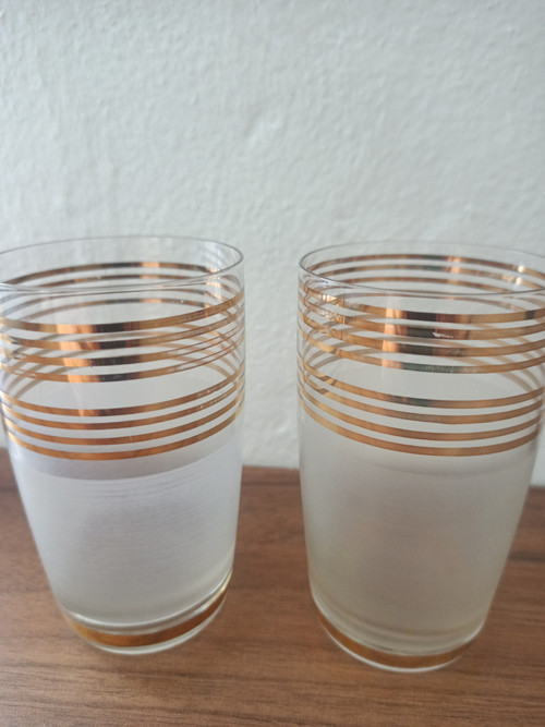 Matné sklenice se zlacením, 2x