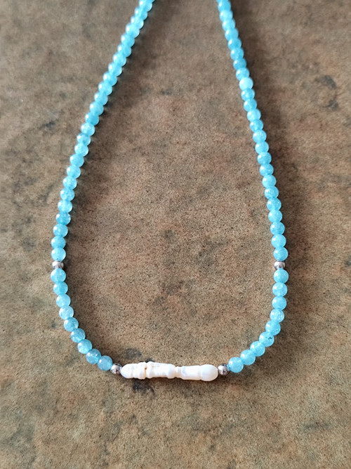 Chalcedon a Biwa perla - náhrdelník