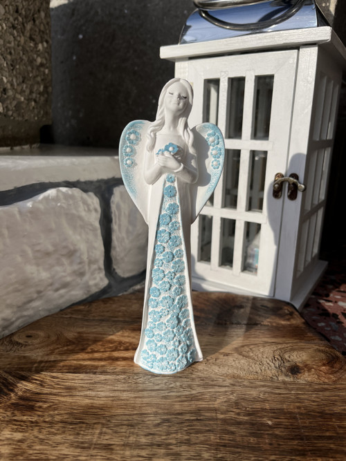 3D Květinová andělka (sv. modrá) - 19 cm