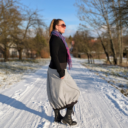 Sukně KALA maxi bíločerná kostka