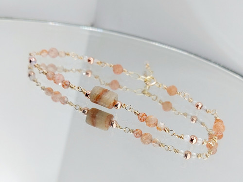 "LIA"GOLD FILLED lemurian, sluneční, měsíční kámen