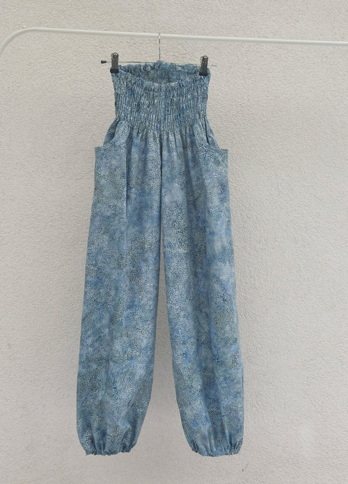 Turecké kalhoty Modrošedé-bali batik velikost S