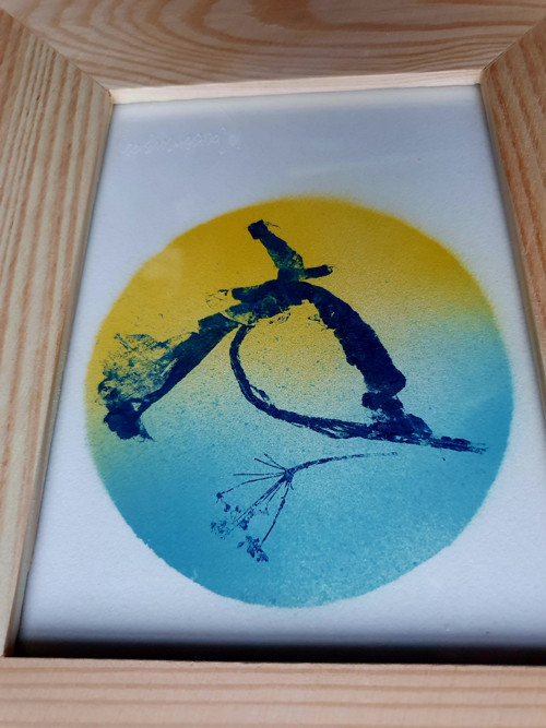 Originální GRAFIKA v rámu - "Modrá slunce"