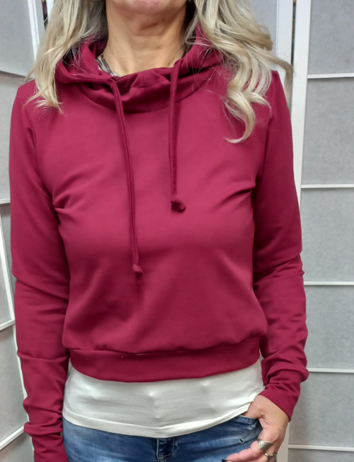 Mikina vínová CROP s kapucí
