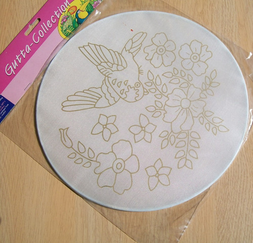 Hedvábný Obrázek Kruh 25 Cm - Ptáček