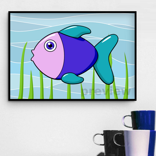 Digitální grafika - cartoon rybka - cool
