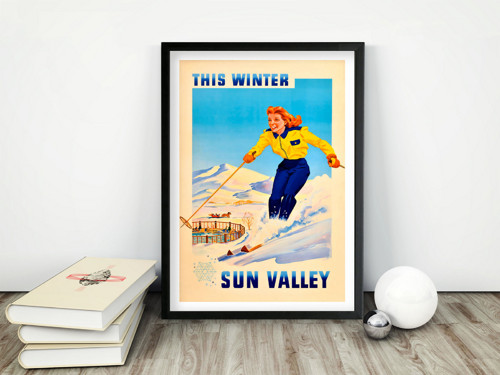 Vintage plakát Lyžařka Sun Valley Idaho USA - 1940