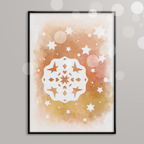 Watercolour snowflake grafika - skořicová vichřice