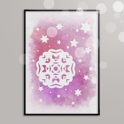 Watercolour snowflake grafika - romantika kvete