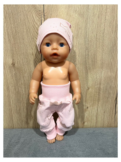 Tepláky s čiapkou pre BABY BORN - 43 cm, korunky