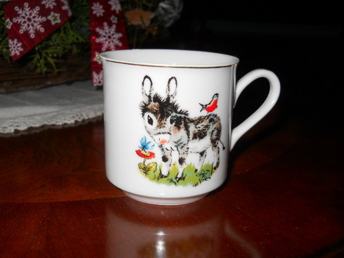 Oslík a kočička - dětský porcelán