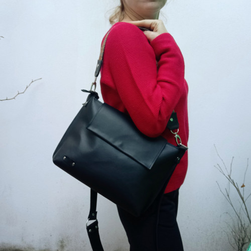Black BAG leather with color strap