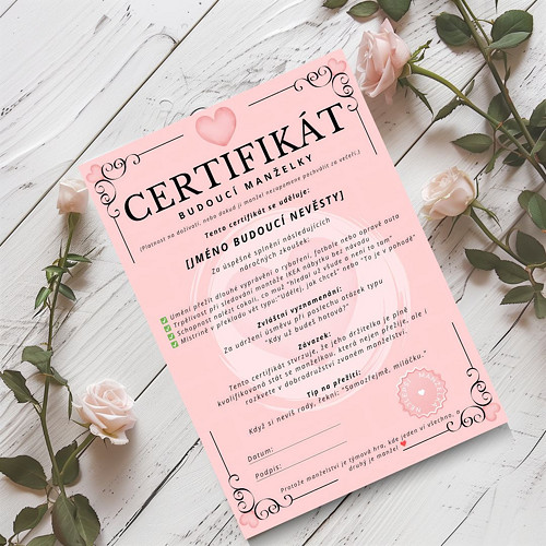 Certifikát pro budoucí nevěstu / manželku (PDF)