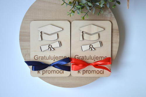 Dřevěné přání k promoci - Gratulujeme k promoci