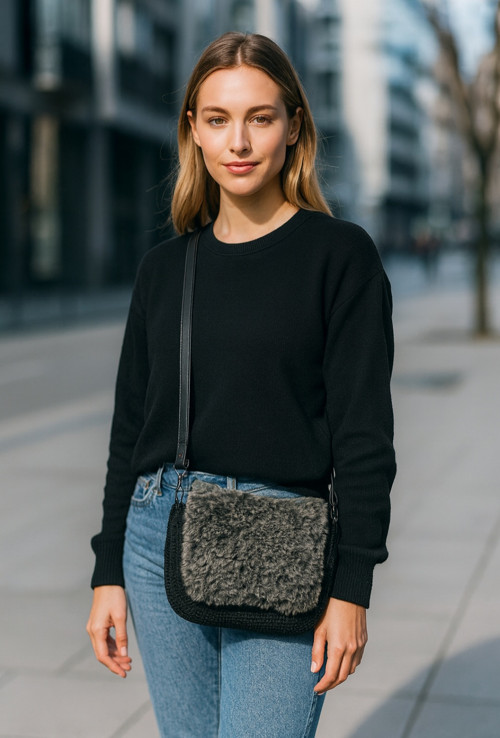 Háčkovaná kabelka Black fox